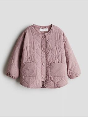 H&M Kids Quilted Liner Jacket Mauve Pink Snap Front Coat Size 5T/6